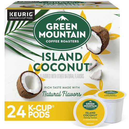 Green Mountain Coffee Roasters Island Coconut K-Cup Pods - Flavored Light Roast Coffee, 24 Count