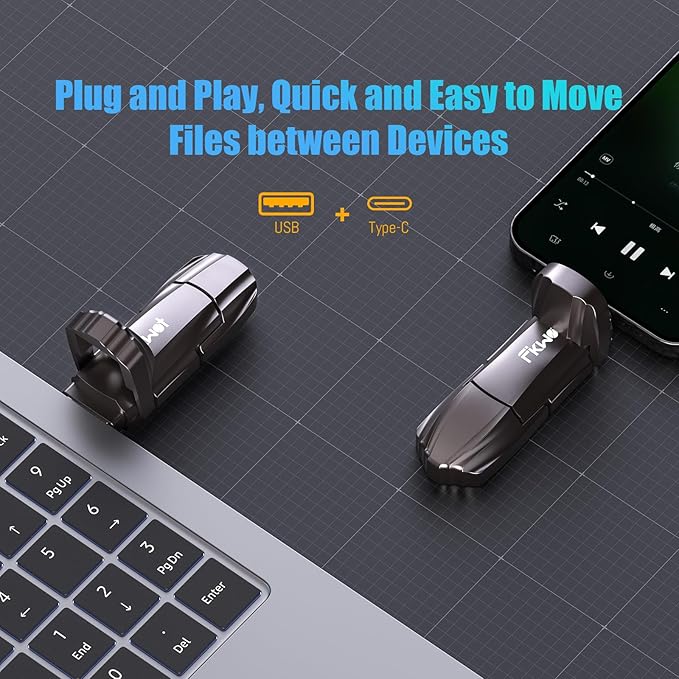 Fikwot FU388 External Solid State Drive 1TB, Up to 1000MB/s for Data Storage,Dual-Port Stick Design with USB-A & Type-C Expansion of Storage for iPhone 15/16 /Android/PC/Mac/Laptop