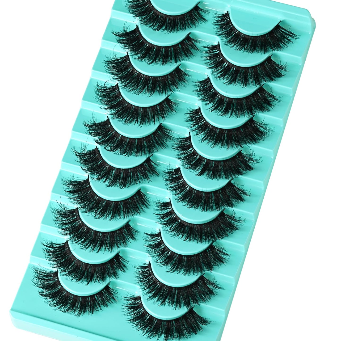 APCYUST Lashes Volume Mink Eyelashes 10 Pairs Natural Cateye Lash Strips Wispy Cat Eye Lashes Natural Look Short Thick Fluffy False Strip Eyelash Full Fake Lash Pack Black Pestañas Postizas for Women