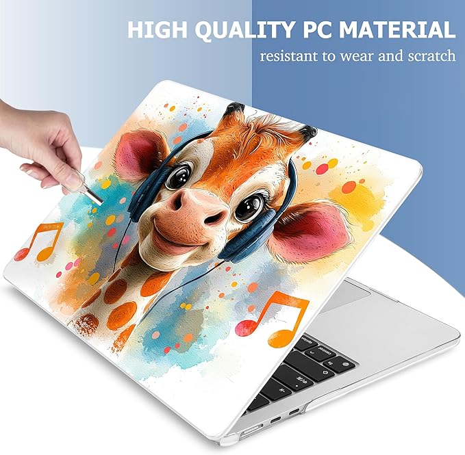 Mektron Case for 2026 MacBook Air 15 INCH M5 A3448 Compatible with M4 A3241 /M3 A3114 /M2 A2941 Printed Plastic Hard Shell Cover with 15.3" Liquid Retina Display Touch ID- Cute Giraffe