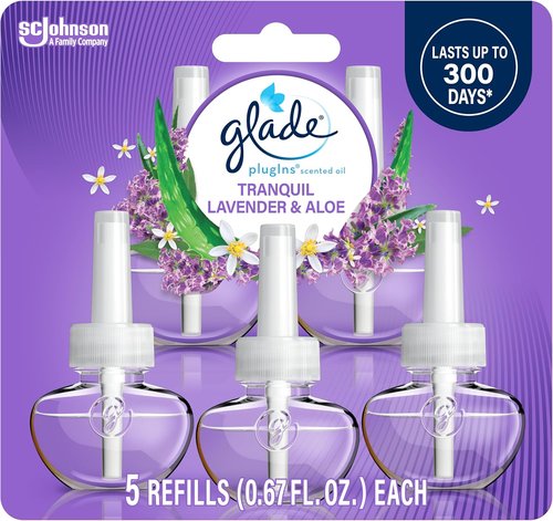 Glade PlugIns Refills Air Freshener - Tranquil Lavender & Aloe Scent, 5 Count, 3.35 Fl Oz