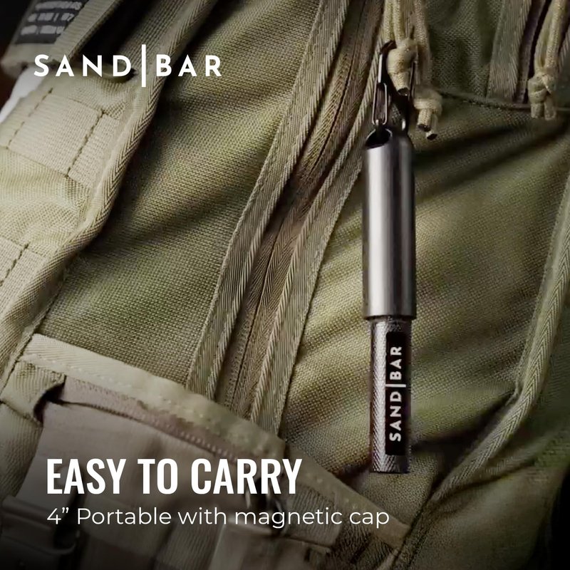 SandBar Callus Removal, Hand Callus Remover Salve Balm Stick for Working Hands, Lightweight Dead Skin Remover Tool Grit Surface, Knurled Handle, Magnetic Cap Hand File 4" - Black