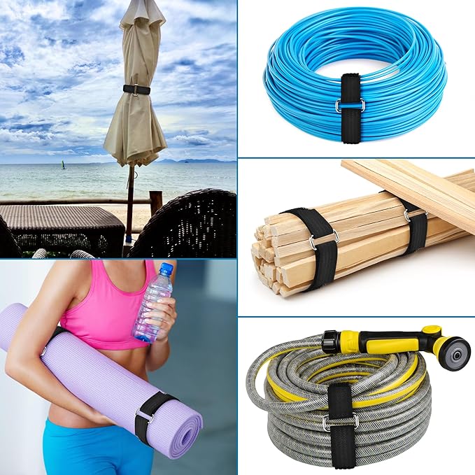 Nettbe 1"x19.7ft Hook and Loop Straps with 30 Buckles Adjustable Cut-to-Length Cable Ties - Reusable Nylon Fastening Tape Cable Straps for Storage or Organization (1in x 19.7ft)