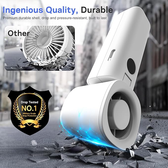 Mizong Personal Handheld Fan, Portable 3-in-1 High-Speed Turbo Fan with 5 Gear Wind, USB Mini Personal with 4000mAh Rechargeable Battery for Outdoor/Summer/Travel/Camping/Vacation Essentials Grey
