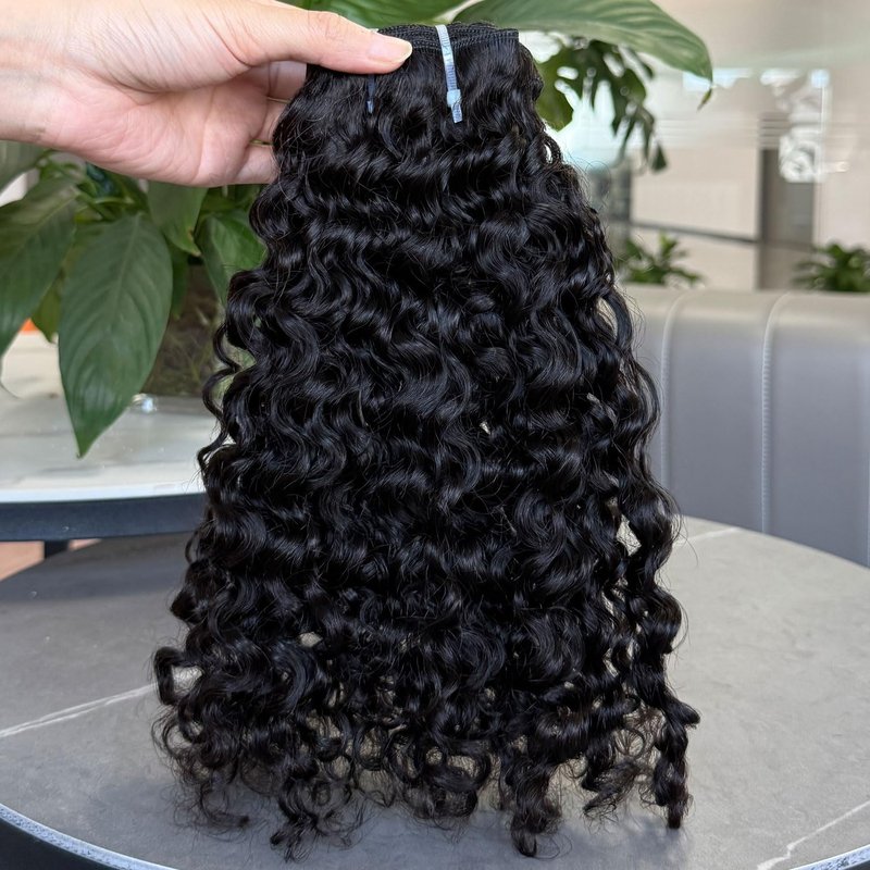 Burmese Curly Human Hair Bundles - Unprocessed 3C4A Raw Hair Extensions | 14 Inch Natural Color Spiral Weft
