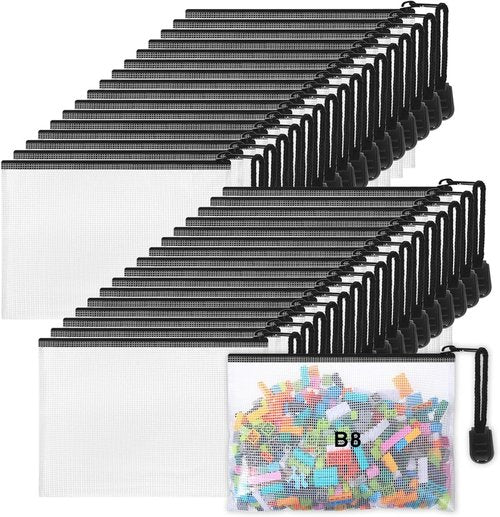Jetec 32 Pcs Mesh Zipper Bags - Waterproof Reusable Organizer for Toys & Bikinis | Black, 5.1 x 4.1 Inch