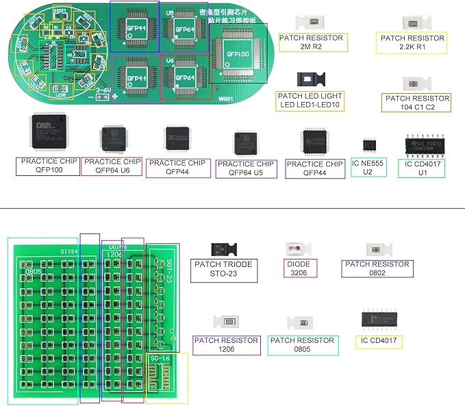 YIDAB Soldering Practice Kit 5in1 DIY Music Spectrum Senior SMD Two-sided SMT Circular LED 0805 Small SMD Circuit Kit Learn Soldering Kit For Beginners