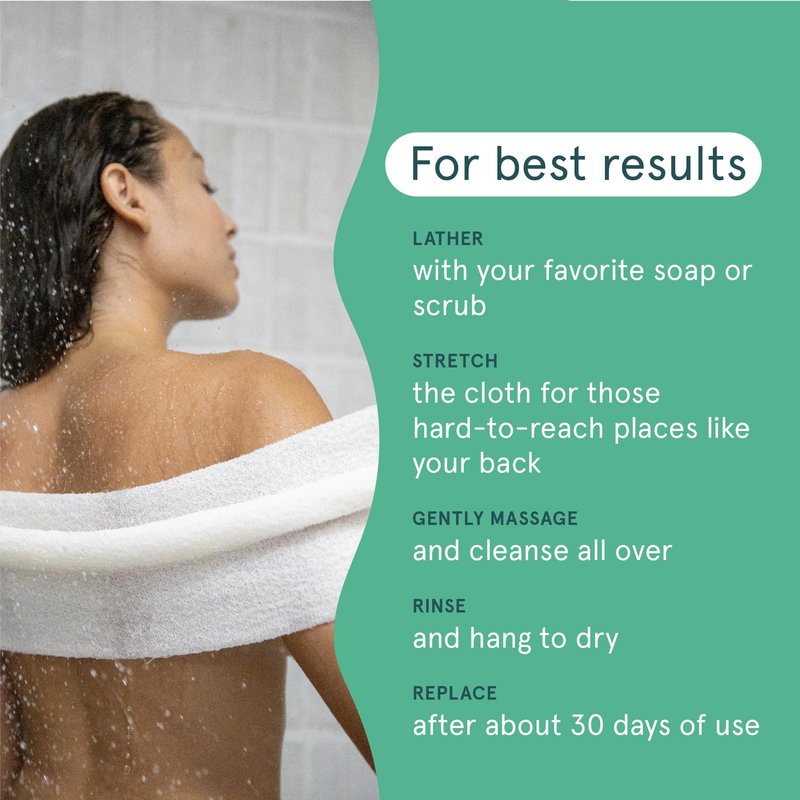 Cleanlogic Body Exfoliating Cloth, Stretchy Organic Sustainable Cotton Exfoliator Bath and Shower Washcloths, Reusable Daily Skincare Tool, 3 Count
