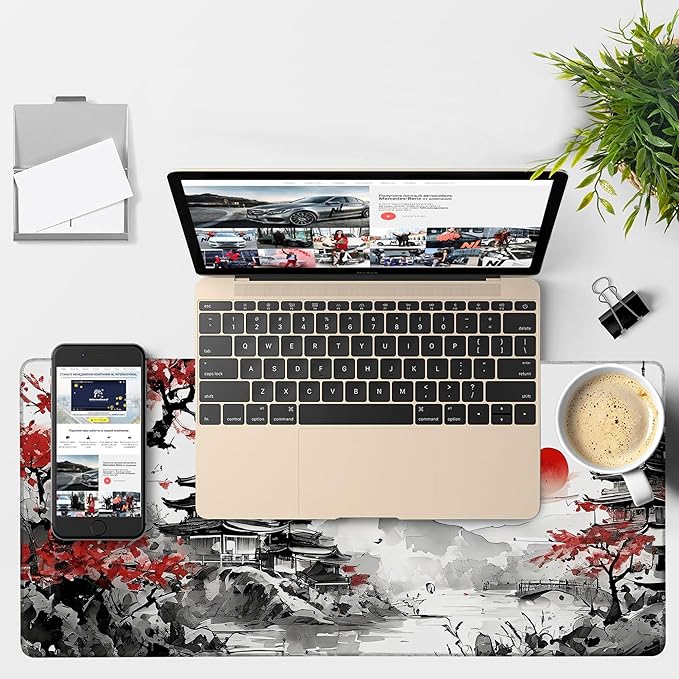 NITAHHHY Oriental Painting Gaming Mouse Pad 3mm Thick Stitched Edge Waterproof Non-Slip Large Computer Keyboard Mouse Mat,Suitable for Office Entertainment Decorative Desk Pad 35.4 x 15.7 Inches