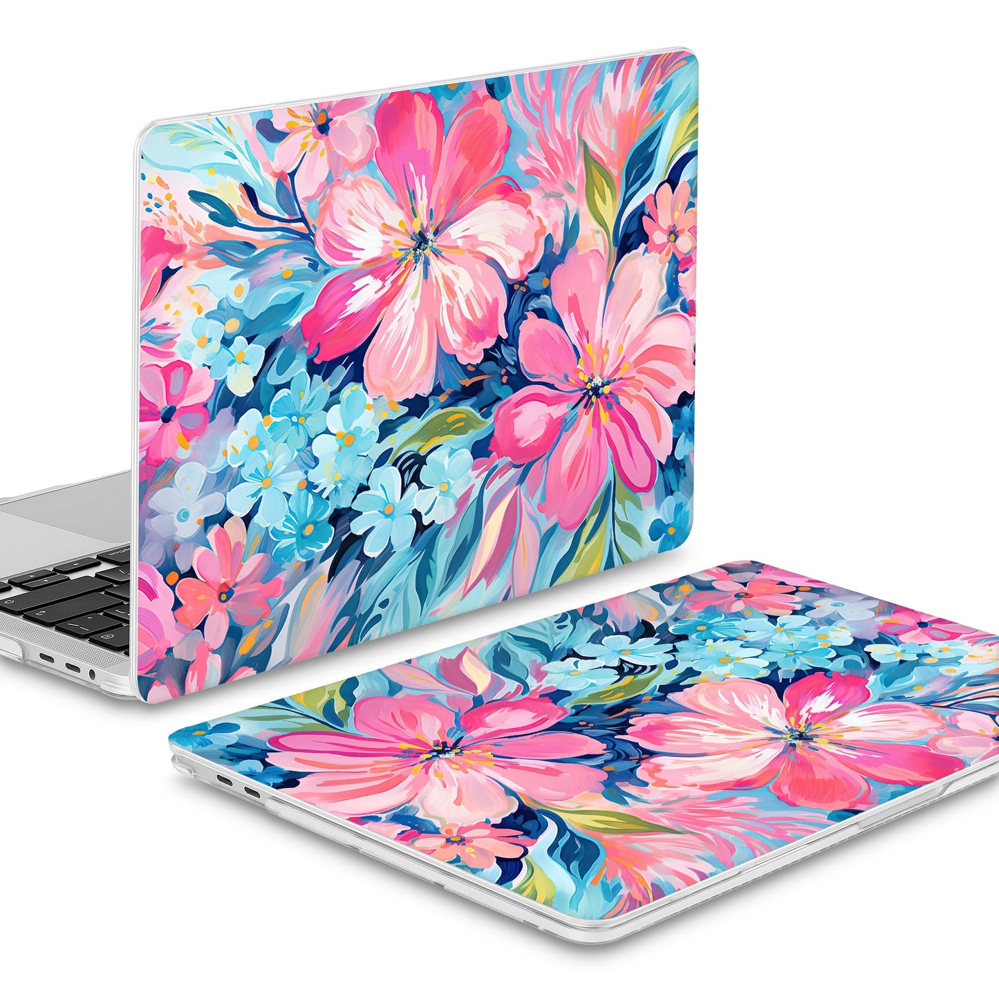 Mektron Case for MacBook Pro 16 Inch A2141 Cover 2019 Release 16" with Liquid Retina Display/Touch ID, Plastic Hard Shell with Keyboard Skin & Screen Protector & Dust Plug, Hand-Painted Flowers