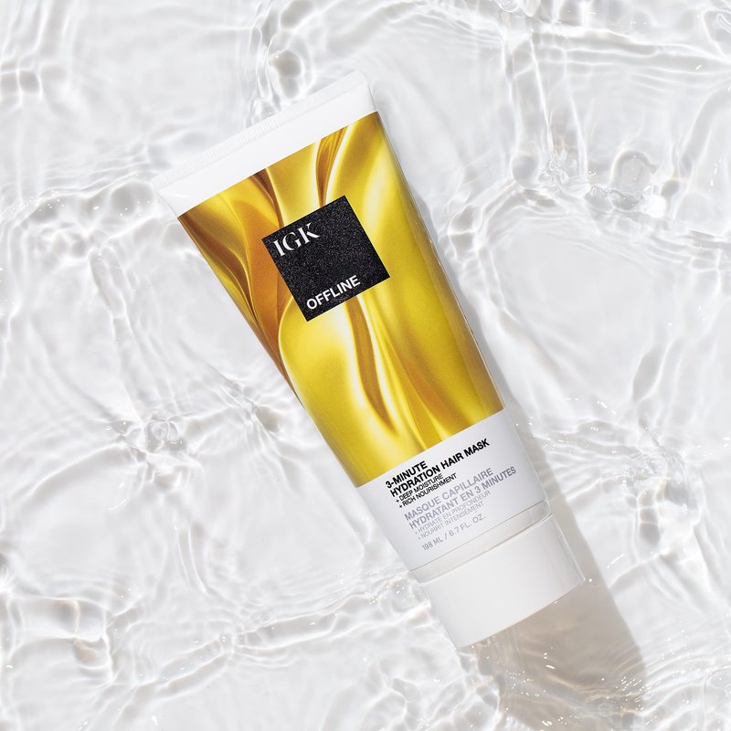 IGK OFFLINE 3-Minute Hydration Hair Mask | Deeply Hydrates and Helps Repair Dry, Damaged Hair | Smooths, Softens and Adds Shine | 6.7 Oz