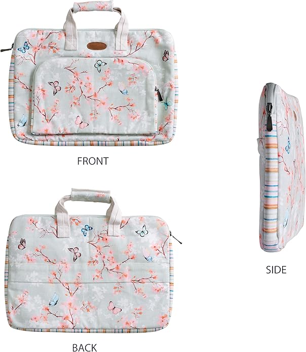 Maison d'Hermine Laptop Bag with Pocket Upto 15.5 inch Stain and Water Repellent Cotton Canvas Spring Summer (Blossoms in Spring)