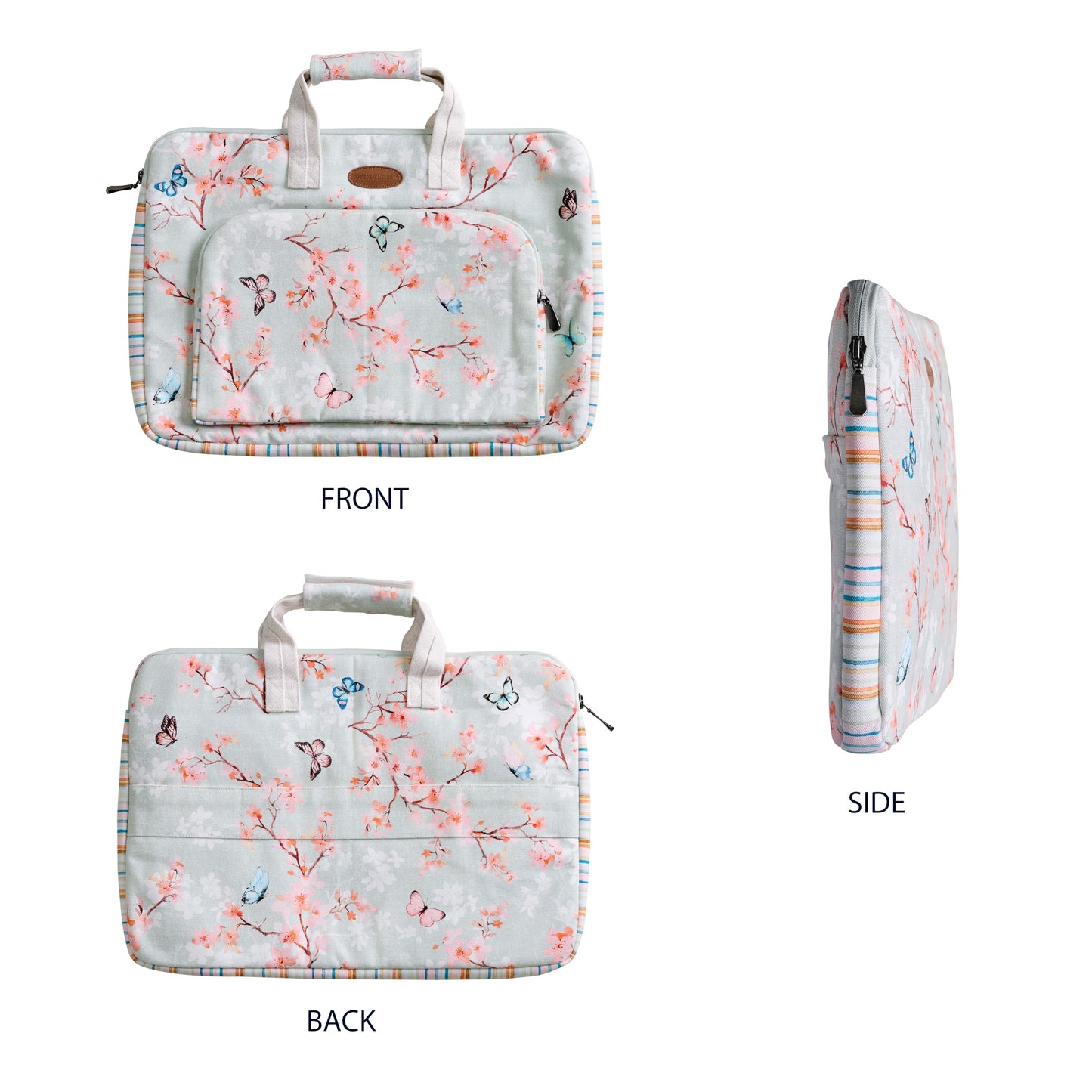 Maison d'Hermine Laptop Bag with Pocket Upto 13.5 inch Stain and Water Repellent Cotton Canvas Spring Summer (Blossoms in Spring)