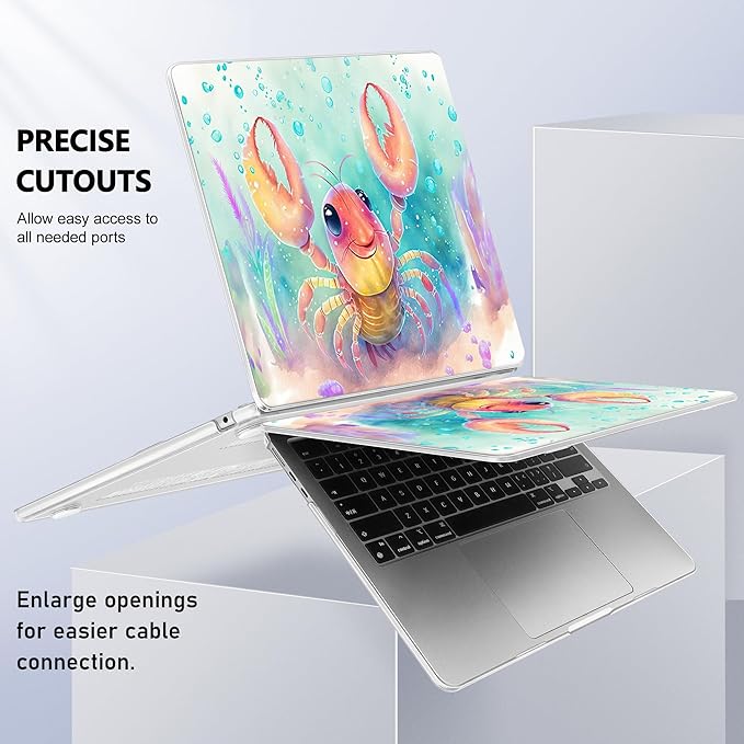 Lepeoac Case for 2026/2025/2024/2023 MacBook Air 15-inch Laptop Release M5 A3448 /M4 A3241 /M3 A3114 /M2 A2941, Stylish Protective Hard Shell Cover for MacBook Air 15.3 inch, Shrimp