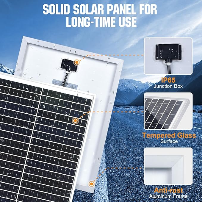 ECO-WORTHY Solar Panel Kit 25W 12V Solar Battery Charger Trickle Maintainer, 25W Solar Panel + Adjustable Mount Bracket + Upgrade Controller,for 12V Batteries Cars RV Boat Motorcycle Marine