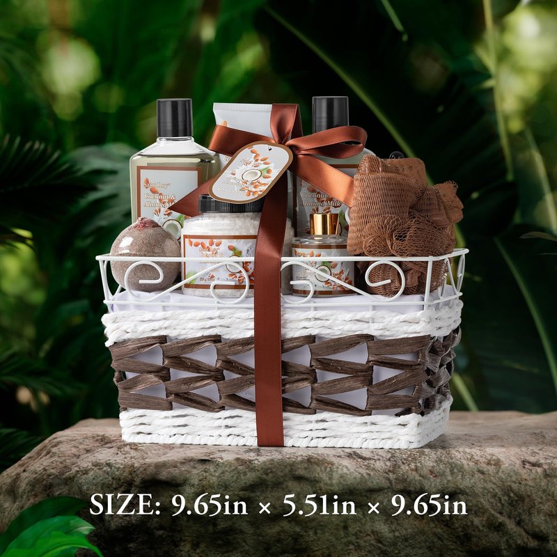 Fathers Day Gifts for Dad, Coconut Almond spa kit, Bath and Body Gift Basket for Women & Men Spa Gift Basket,Large Bath Gift Set With Fragrant Lotion, Home Spa Kit, Self-Care Gift, Diffuser