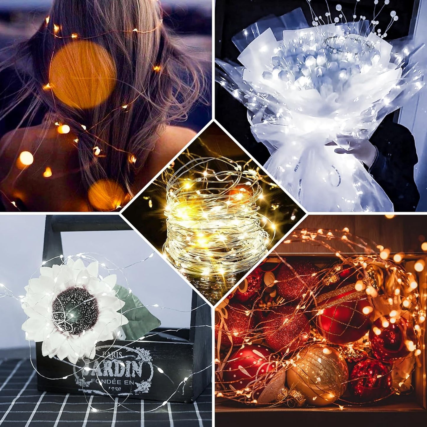 Skiennix 50 Pack Fairy Lights - 7Ft Twinkle String Lights | 20 LED, Battery Operated, Waterproof, Warm White