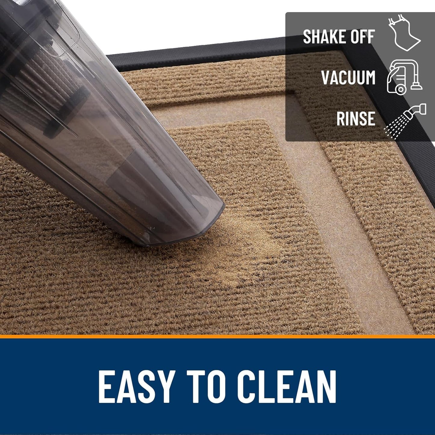 OLANLY Waterproof Front Door Mat - All-Season Natural Rubber Doormat | Easy Clean, 47x23, Light Brown