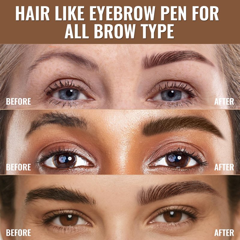 iMethod Eyebrow Pen - Eyebrow Pencil,2-in-1 Eyeliner Dual-Ended Brush-Tip Microblading 4d Eyebrow Pencils for women,Long Lasting Waterproof Hair-Like Brow Pencil,with Eyebrow Brush,LightBrown