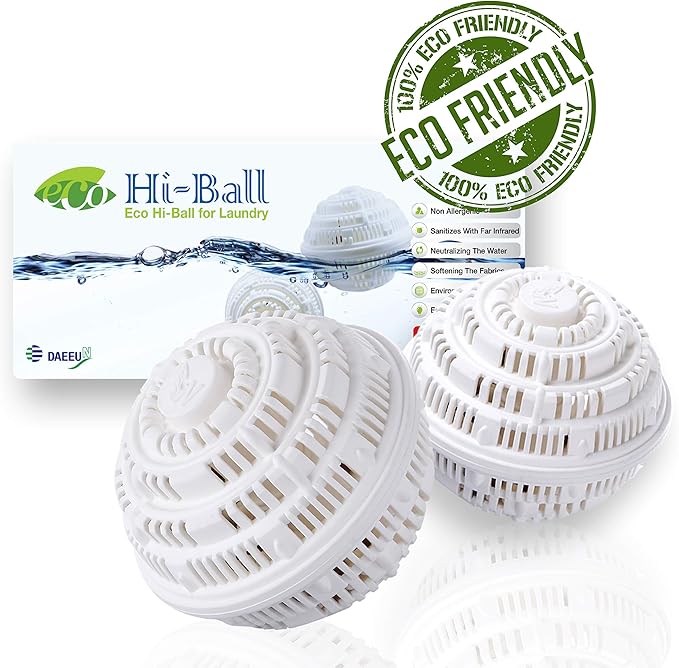 Premium Detergent-Free Washing Machine Balls by Eco Hi-Ball â Save on Laundry Detergent â Naturally Washes Clothes Amazingly with Infrared Ceramic Beads â Safe & Reusable for 1000 Washes | 2-Pack