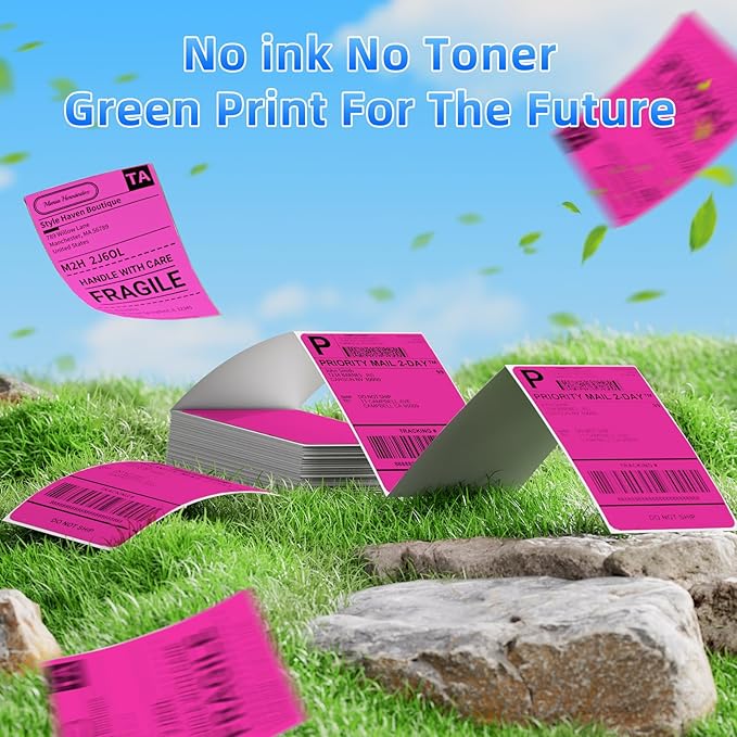 Omezizy 4x6 Thermal Labels, 1 Packs of 500 4x6 Fold Labels Rose Red - Compatible with JADENS, ASprink, Phomemo, Rollo, Zebra, Omezizy and Other Thermal Printers