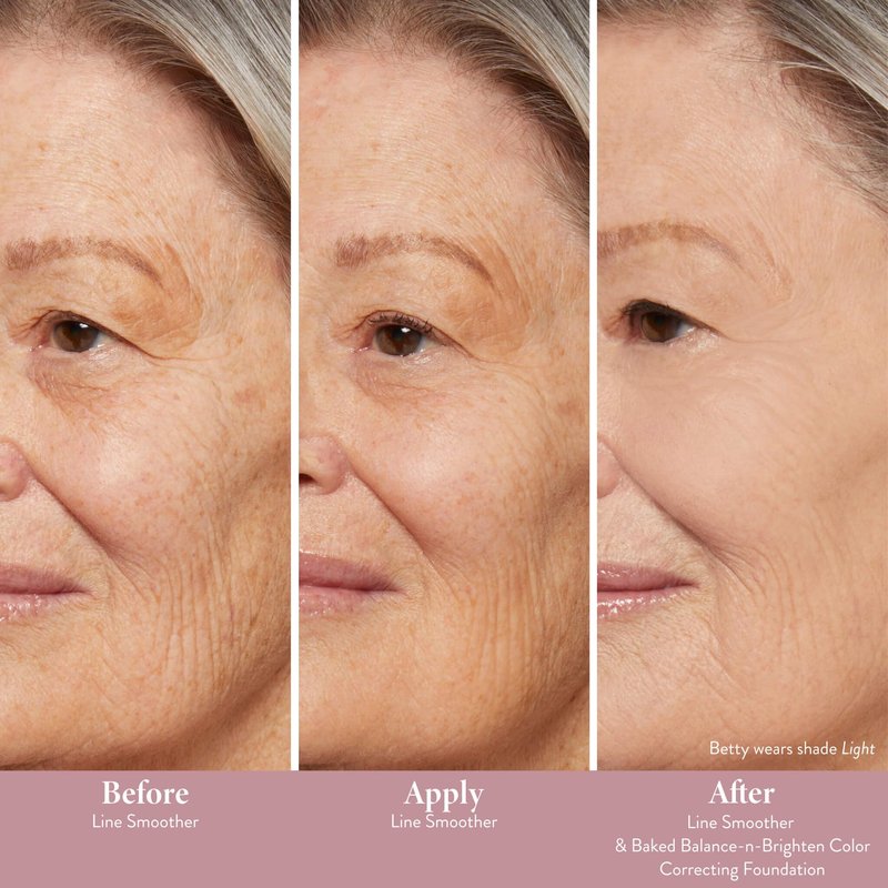 LAURA GELLER NEW YORK Line Smoother Targeted Fine Line Blurring Primer | Wrinkles & Pores, Subtly Tinted, with Vitamin C & Niacinamide for Mature Skin