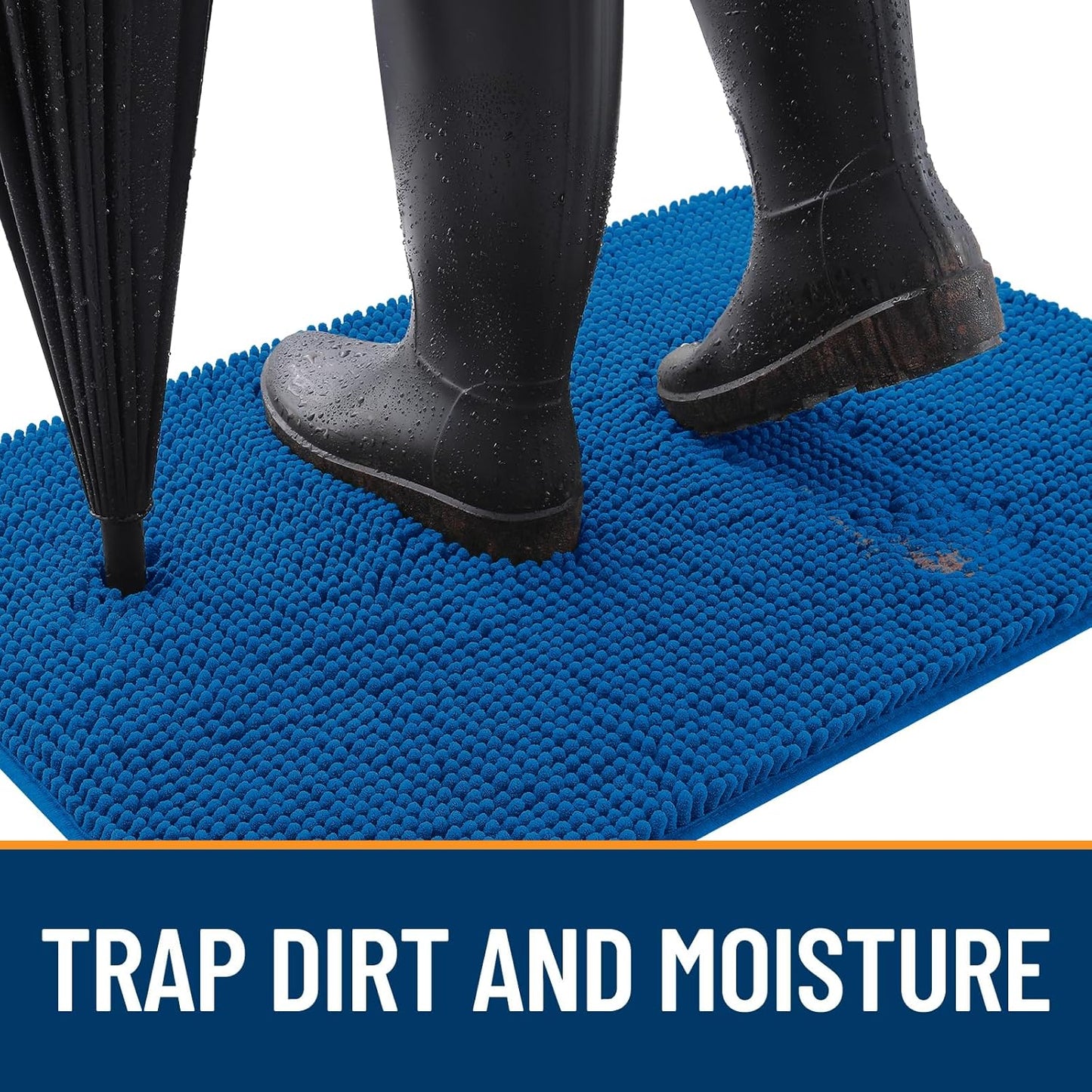 OLANLY Dog Door Mat - Absorbent Non-Slip Washable Doormat for Muddy Paws | 47x32 Deep Navy Blue