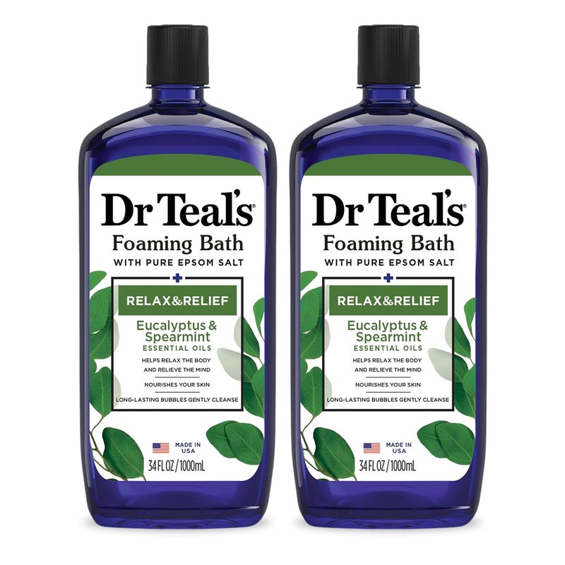 Dr Teal's Foaming Bath Bundle - Pure Epsom Salt for Soothing Sleep & Relaxation | Lavender & Eucalyptus Spearmint (Pack of 6)