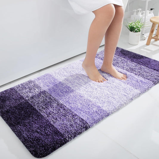 OLANLY Bathroom Runner Rug - Extra Soft Microfiber Mat, Quick Dry & Washable | 44x24, Violet