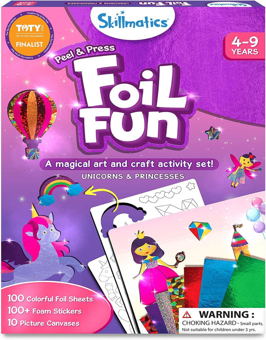 Skillmatics Foil Fun - No Mess Unicorns & Princesses Art Kit | Creative DIY Activity for Kids Ages 4-9