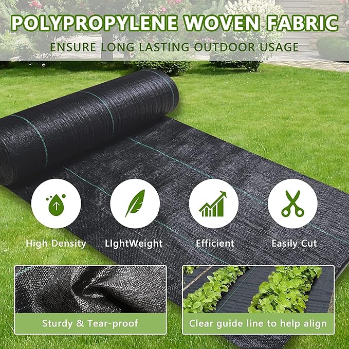 4ftx100ft Weed Barrier Landscape Fabric Heavy Dutyï¼Weed Block Gardening Ground Cover Mat, Weed Control Garden Cloth ï¼Woven Geotextile Fabric for Underlaymentï¼Commercial Driveway Fabric
