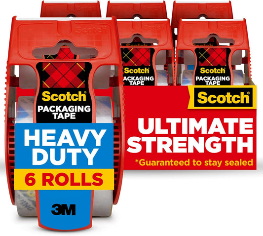 Scotch Heavy Duty Packing Tape - Clear Shipping Tape for Moving Boxes | 1.88 in. x 22.2 yd., 6 Rolls