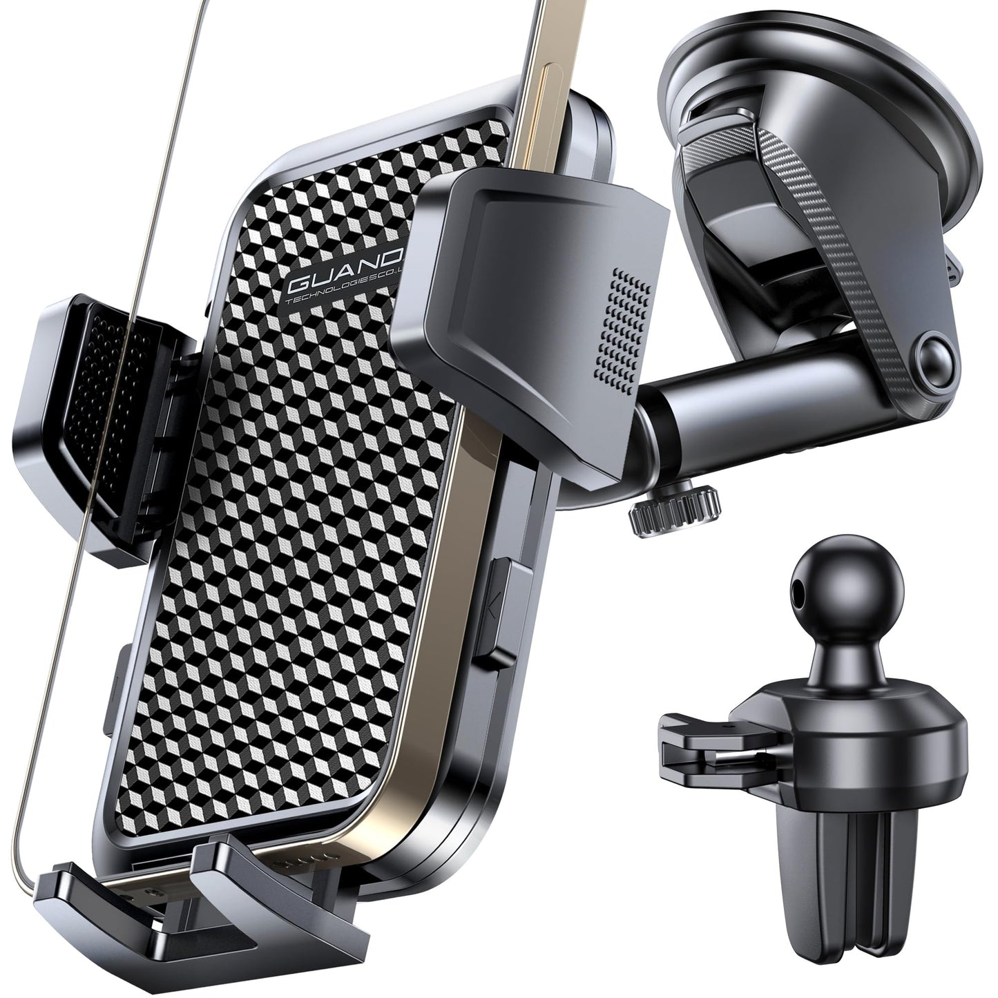 2026 Ultimate Car Phone Holder Mount (+Air Vent Clip) [Military Grade Stable], 360° Rotatable Suction Cup Car Phone Mount for Dashboard Windshield ,Truck Cradle Stand for iPhone 17 16 Pro Max Samsung