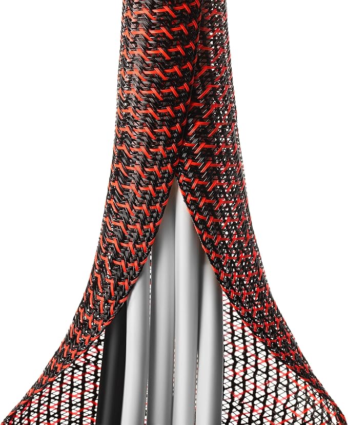 ZhiYo Cable Sleeve, 6.6ft - 4/5 inch, Black - Red