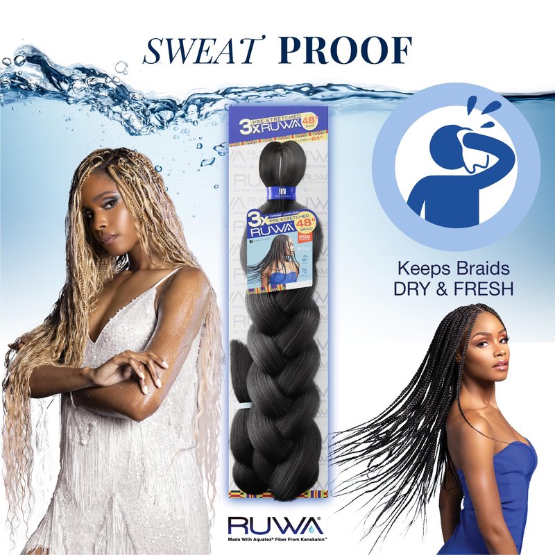 Sensationnel Ruwa prestretched braiding hair - 3x 48 inch water repellent kanekalon fast dry synthetic sports itch free (5 pack, 27 HONEYBLONDE)