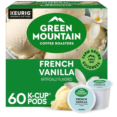 Green Mountain Coffee Roasters French Vanilla K-Cup Pods - Light Roast Coffee, 60 Count (6 Packs of 10)