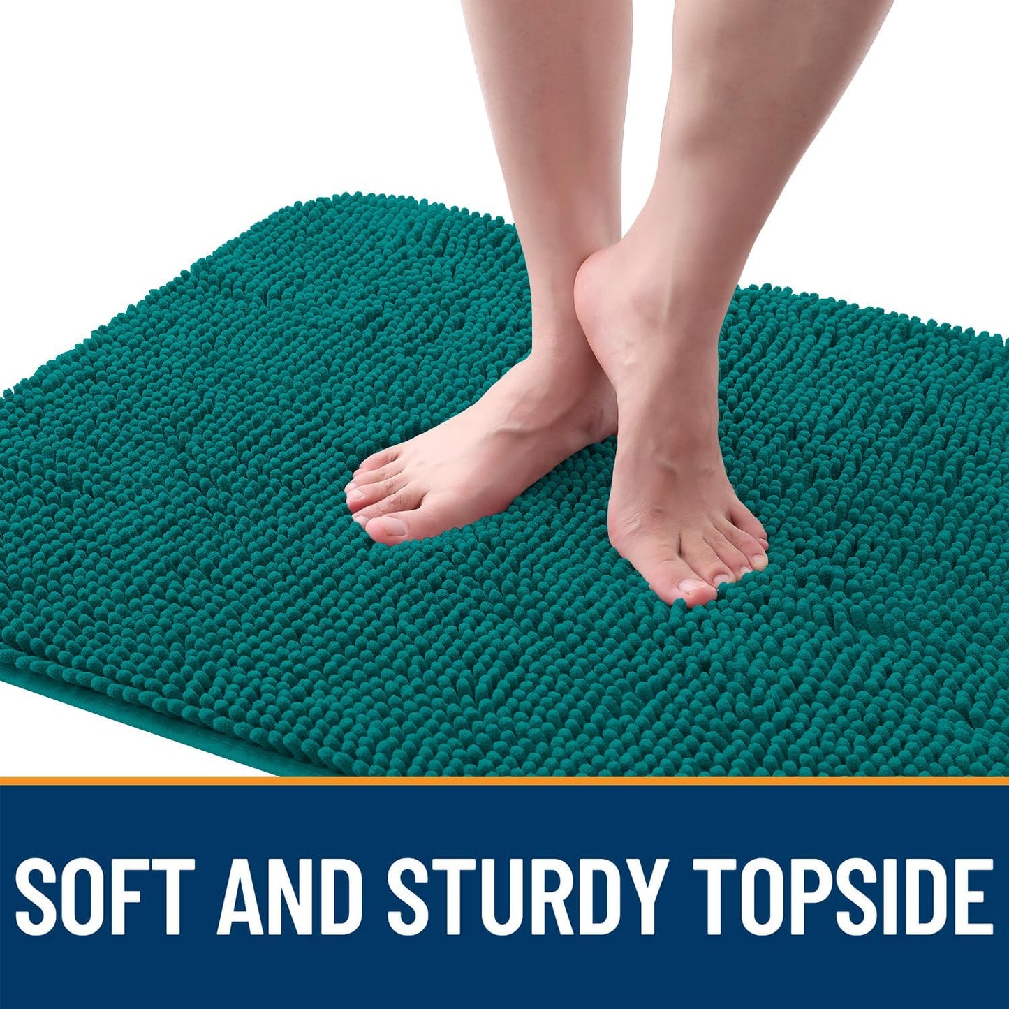 OLANLY Dog Door Mat - Absorbent Non-Slip Chenille Mat for Muddy Paws | Quick Dry 70x46, Lake Blue