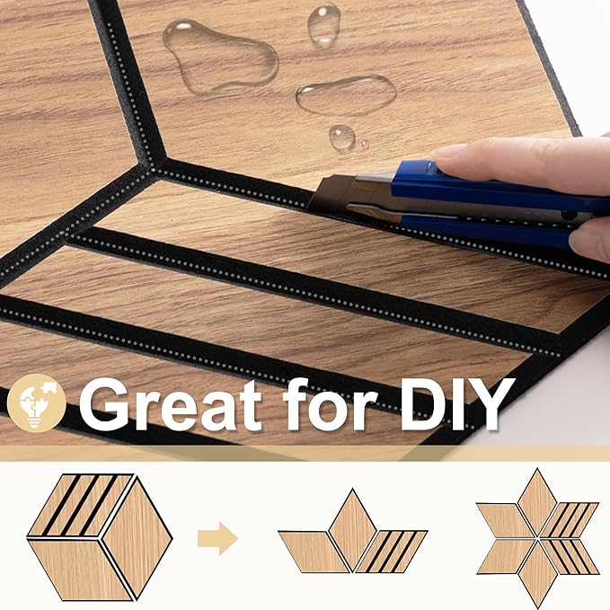 Mollywell Acoustic Panels, PVC Wood-Grain, 14x12 Inch Hexagon Carved Sound Proof Wall Tiles, Self-Adhesive High Density Felt for Home Theater/Studio/Office Echo Reduction, 12 Pack Natural Oak, S4