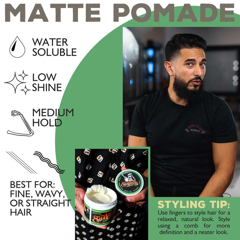 Suavecito Pomade Matte (Shine-Free) Formula 4 oz, 3 Pack - Medium Hold Hair Pomade For Men - Low Shine Matte Hair Paste For Natural Texture Hairstyles