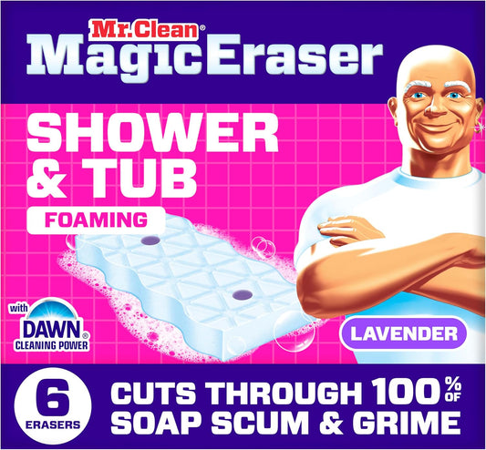 Mr. Clean Magic Eraser Sponge - Powerful Soap Scum Remover with Lavender Scent | 6 Count