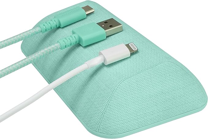 Smartish® Magnetic Cord Holder - Bigger Cable Wrangler Organizer with Magnet Clips for Charger Management on Desktop, Nightstand - Holds 6+ Cables - Teal Me More