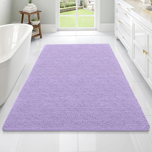 OLANLY Large Bathroom Rugs - Extra Soft Chenille Bath Mats | Quick Dry, Machine Washable, Lavender 70x46