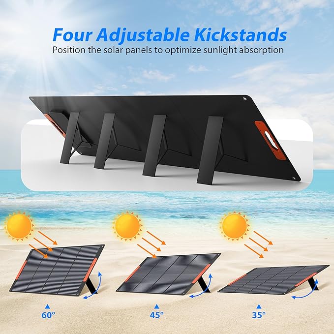 240W Portable Solar Panels for Power Station, Monocrystalline ETFE Foldable Solar Panel Charger with QC3.0 USB/Type-C, 20V DC Output Adjustable Kickstand for Outdoor Camping, RV