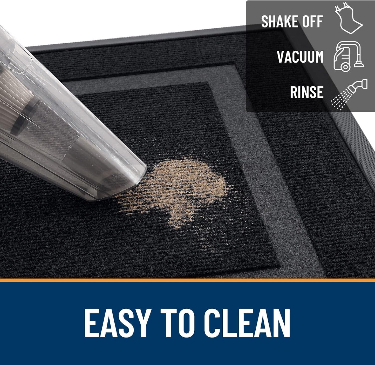 OLANLY Waterproof Front Door Mat - All-Season, Fade Resistant, Easy Clean | 47x30 Inches, Black