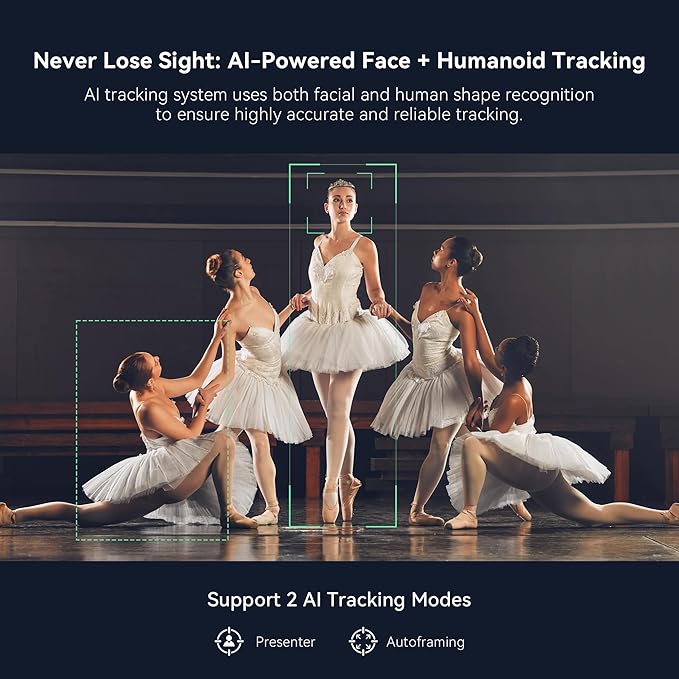 TONGVEO 4K NDI PTZ Camera AI Auto-Tracking 20X Optical Zoom HDMI IP Live Streaming SDI USB3.0 PoE LAN Supports for Church Worship Event Video Conference YouTube OBS vMix Zoom Teams and More