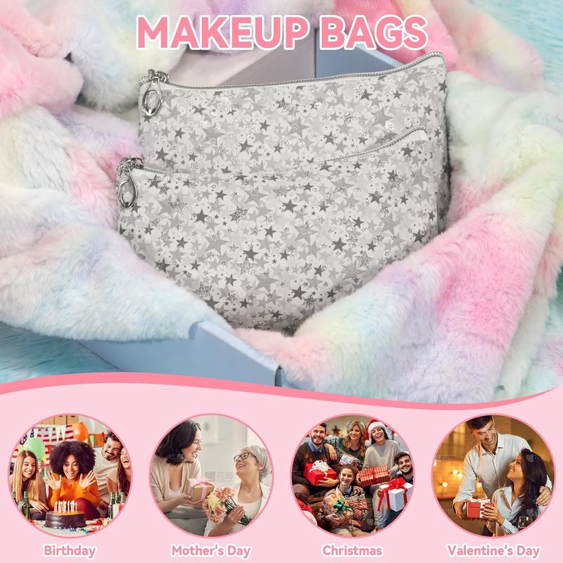 Cosmetic Bag Set - 12 Waterproof Makeup Bags with Zipper | Travel Toiletry Organizer in Grey