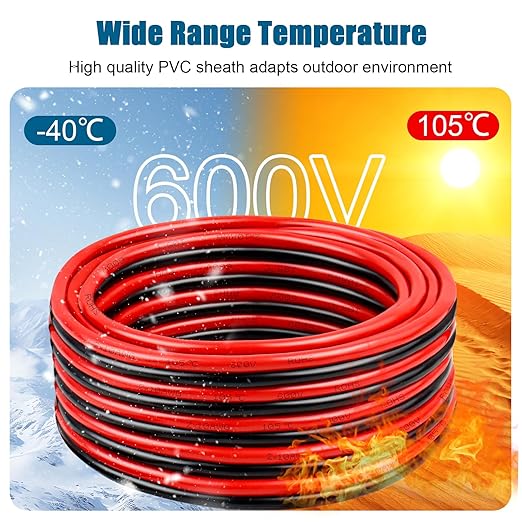 12 Gauge Wire 2 Conductors Copper Wire, 12 AWG Battery Cable Oxygen Free Copper Wire for Solar Panel, Automotive, Trailer, RV and Speaker (12 Gauge 10FT)