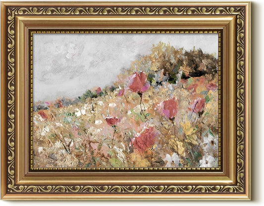VIYYIEA Gold Framed Wall Art - Vintage Floral Canvas Print for Home Decor | 10L x 8W