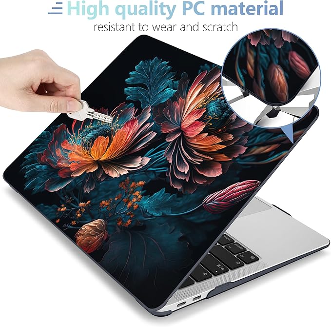 MEEgoodo for MacBook Air 13 inch Case 2021 2020 2019 2018 Released A2337 M1 A2179 A1932 with Touch ID, Plastic Hard Shell & Keyboard Cover Compatible 13.3, Bunch Flowers (A2337/A2179/A1932)
