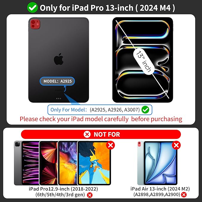 Otuoor iPad Pro 13 Inch Case 2024 with Keyboard, Magnetic Detachable Keyboard Case for iPad Pro 13 Inch (M4, 2024) with 7 Colors Backlight, Multi-Touch Trackpad, Portrait/Landscape Mode (Black)